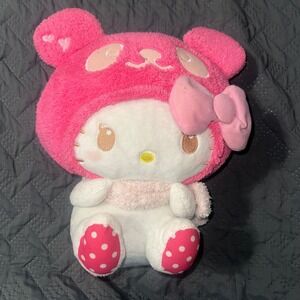 Sanrio Hello Kitty Panda Plush Pink Bow Scarf Stuffed Animal Toy